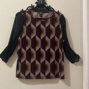 Beautiful multi color blouse sheer arms with designed print.